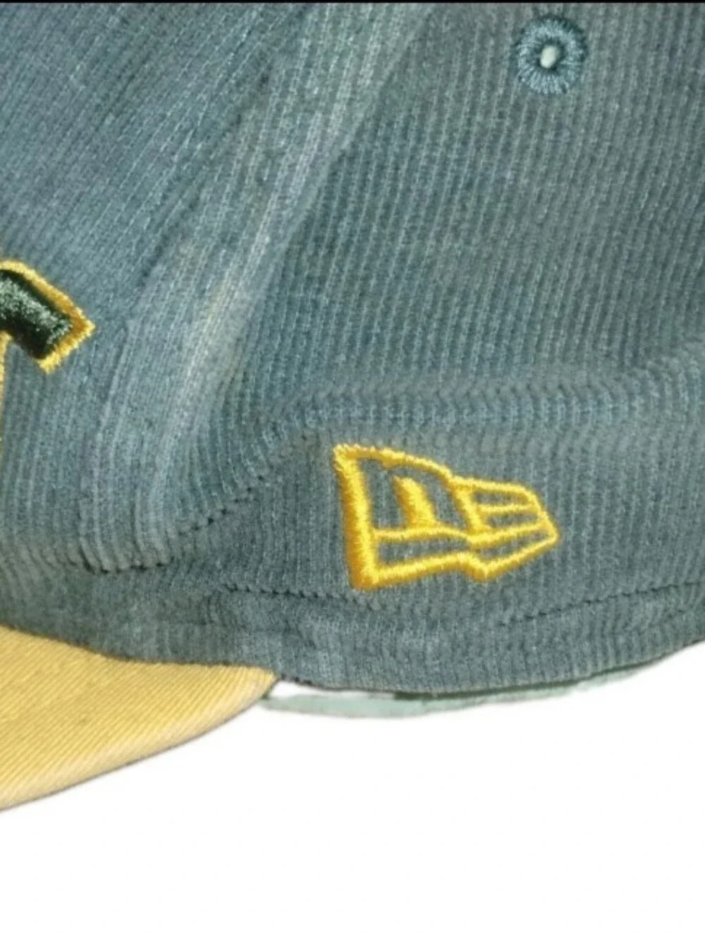 VTG New Era NFL Green Bay Packers Corduroy Script Baseball Cap - Green & Yellow